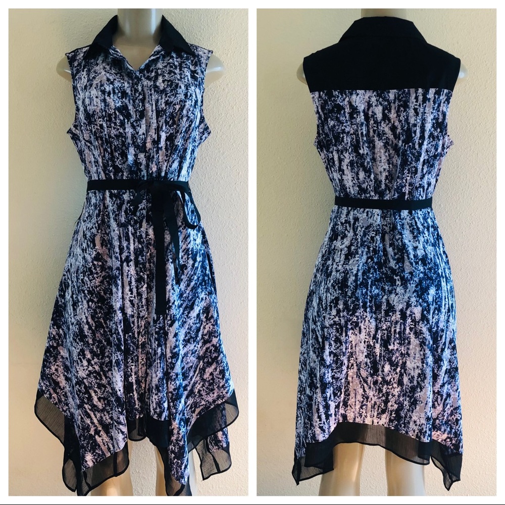 Simply Vera Vera Wang Midi Handkerchief Shirt Sleeveless Button Down Dress M